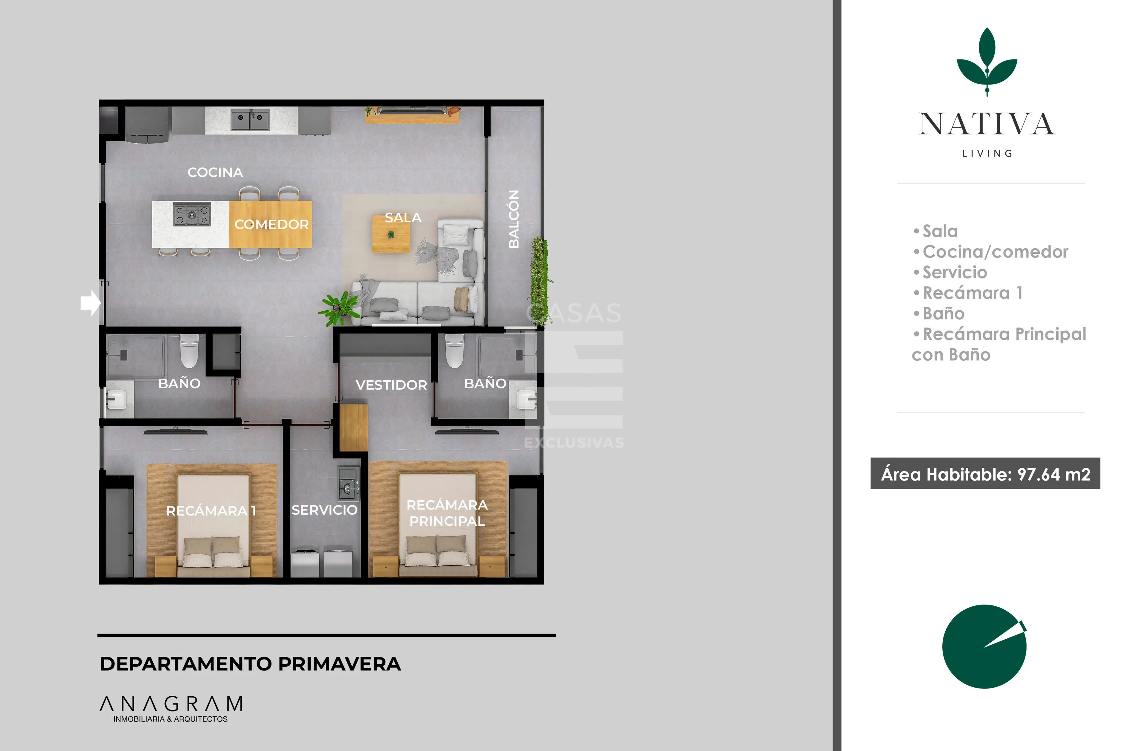 Departamento en preventa en Colima | Nativa Living Modelo Primavera