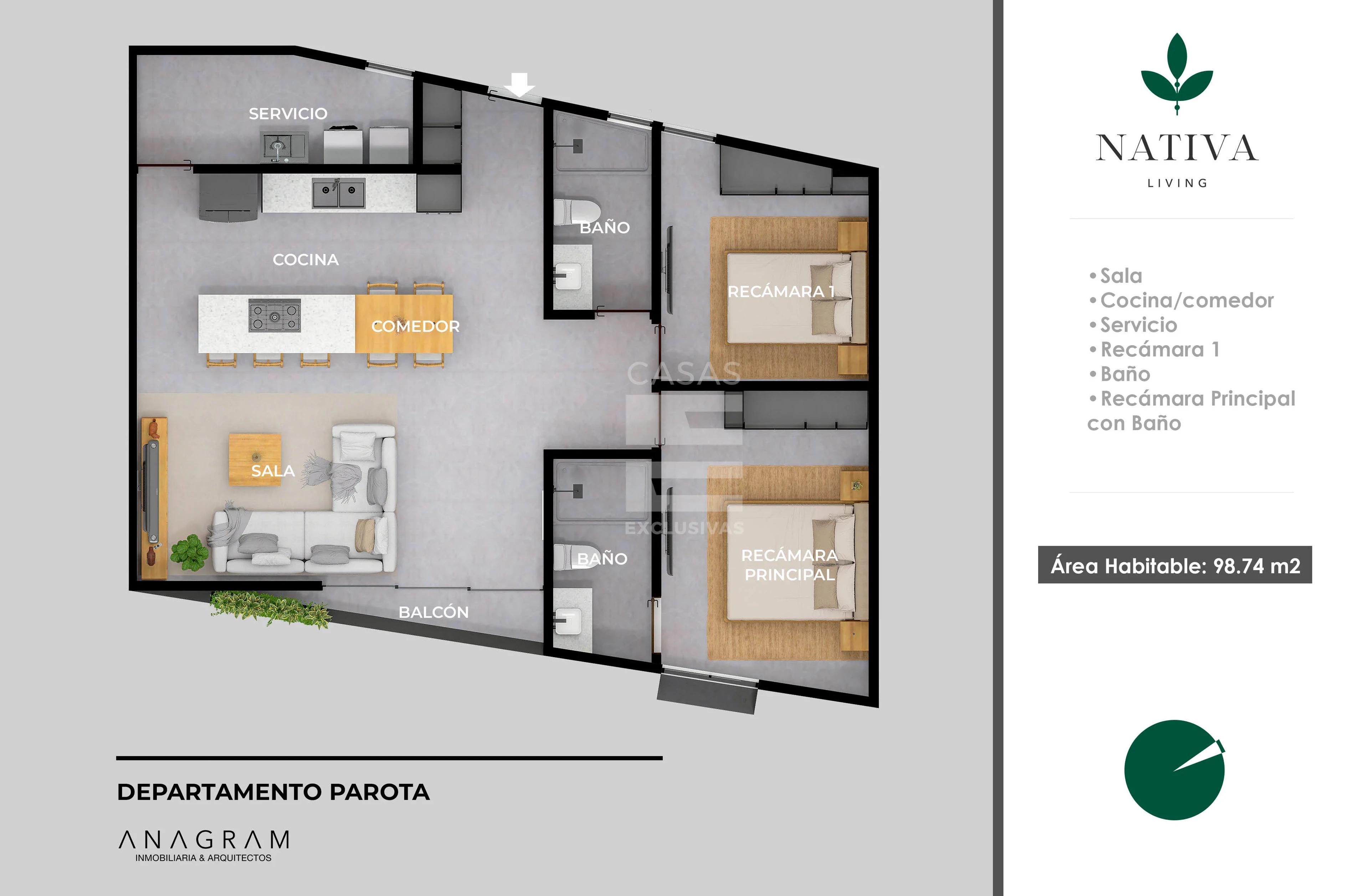 Departamento en preventa en Colima | Nativa Living Modelo Parota
