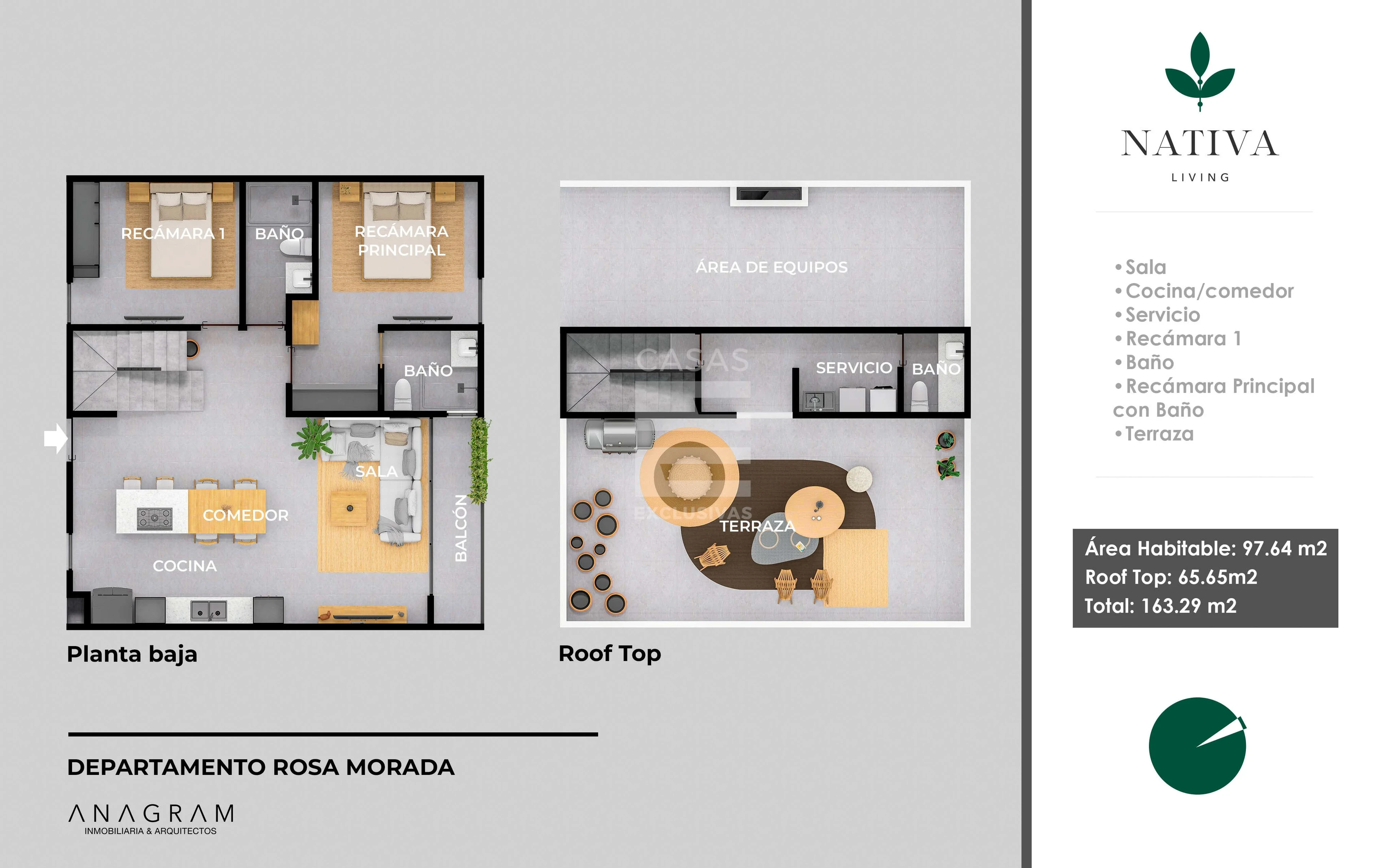 Departamento en preventa en Colima | Nativa Living Modelo Rosa Morada